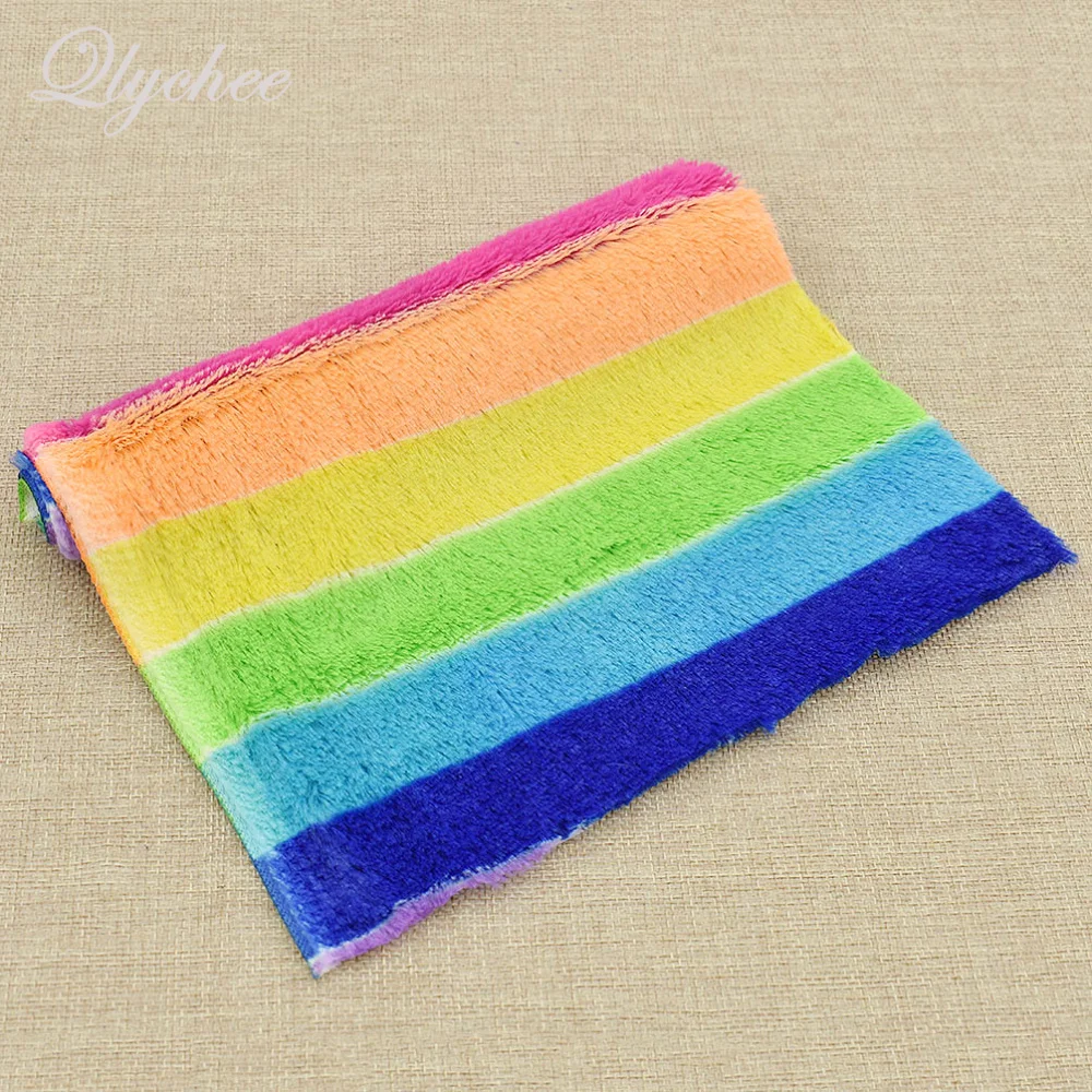 

A4 29*21cm Fashion Rainbow Stripe Pattern Imitation Rabbit Fur Fabric DIY Sewing Clothes Bag Toys Decor Cloth