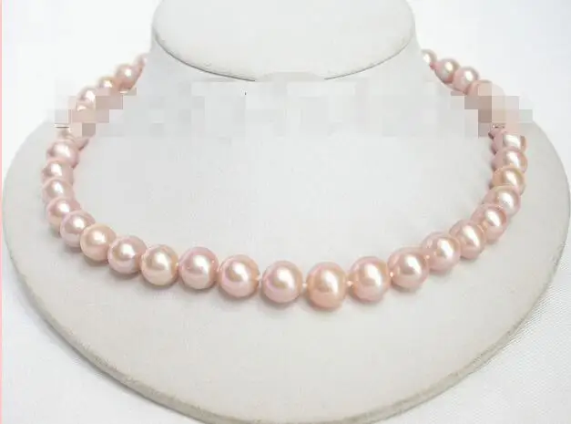 

Free Shipping >>>Genuine LUSTER natural 11mm round lavender freshwater pearls necklace j7111