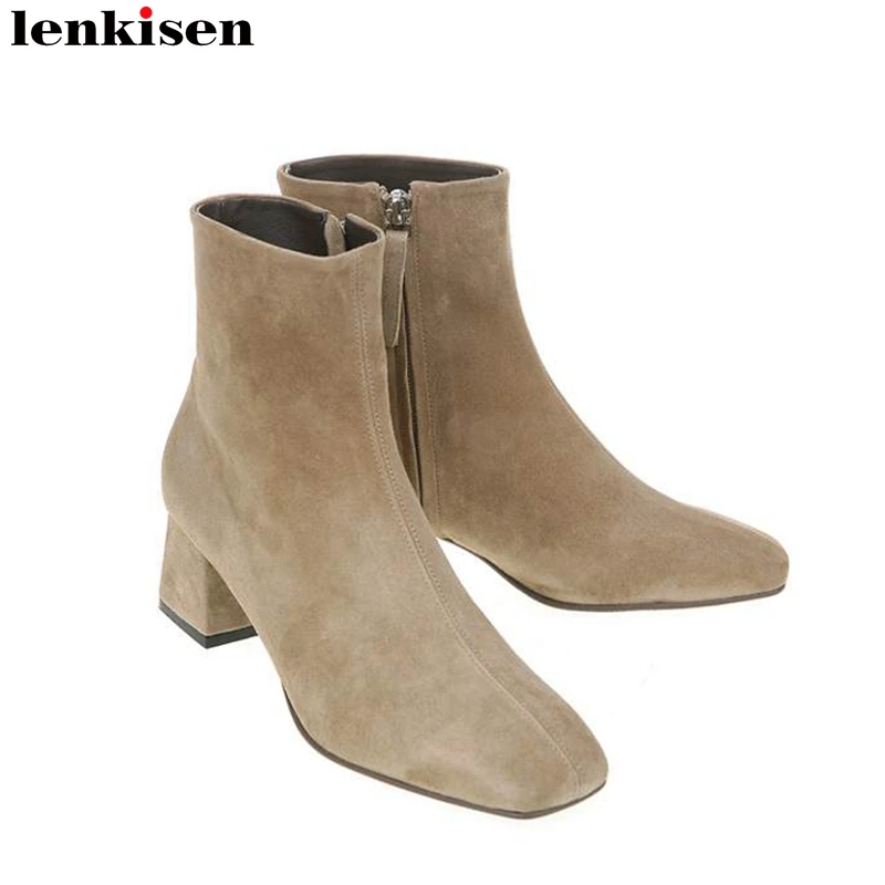 Lenkisen/Новые однотонные модные ботинки из натуральной кожи в британском стиле на