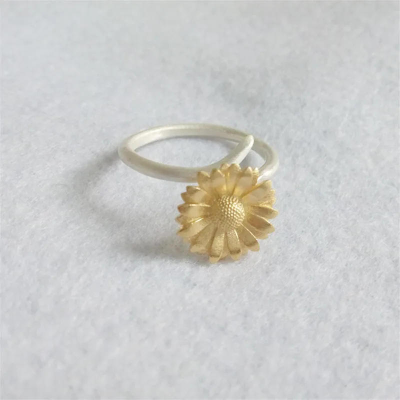 

Party Sunflower Ring 925 Sterling Silver Jewelry Female Opening Rings for Women Wedding Accessories 2019 New