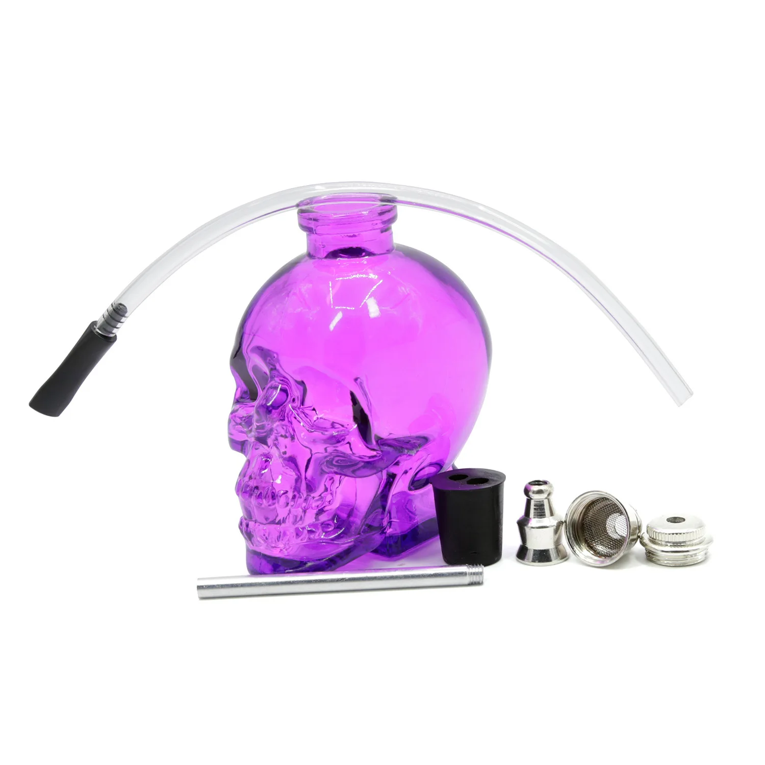 

New Glass Colorful Skull Pipe Smoke Tube Glass Tobacco Holder Filter Narguile Hookah Smoking Portable Shisha Cigarette