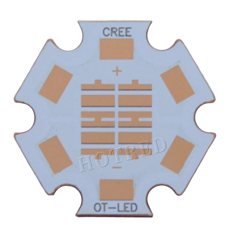 20 мм медная печатная плата Cree XPG XPG2 XPE XPE2 XML XML2 XHP50 XHP70 MKR 3V 6V 12V Светодиодная печатная плата 20mm x 1,6mm Медная звезда 16mm радиатор PCB