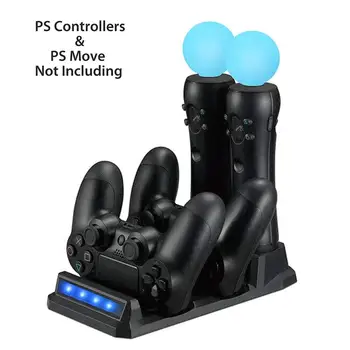 

4 in 1 PS VR Controller Charger Charging Dock Station for PlayStation 4 Controllers and PSVR Move Motion Controller