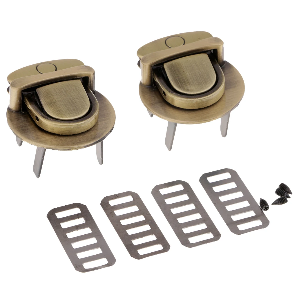 2Pcs Vintage Metal Closure Catch Lock Tuck Clasp Fastener for Leather HandBag Luggage Crafts