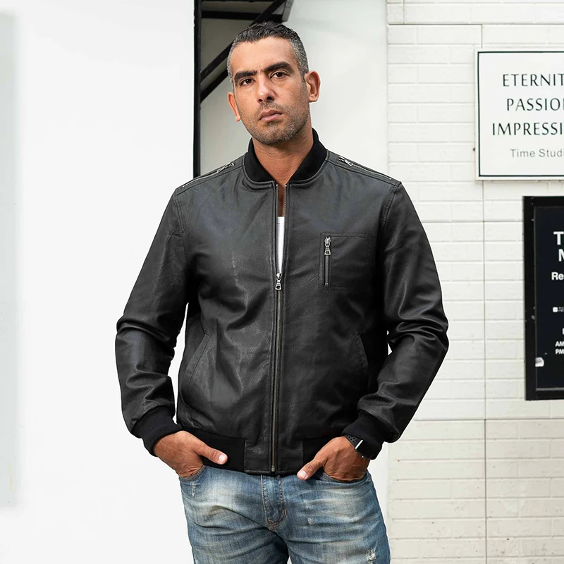 AVIREX FLY 2018 fashion baseball jacket men real genuine leather jacket