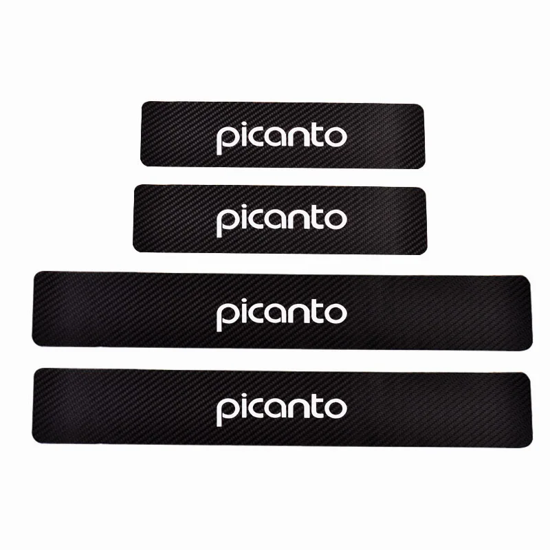 Для Kia Picanto Накладка на порог двери автомобиля порога Шаг пластины из углеродного волокна из искусственной кожи автомобиля-Стайлинг - Название цвета: Белый