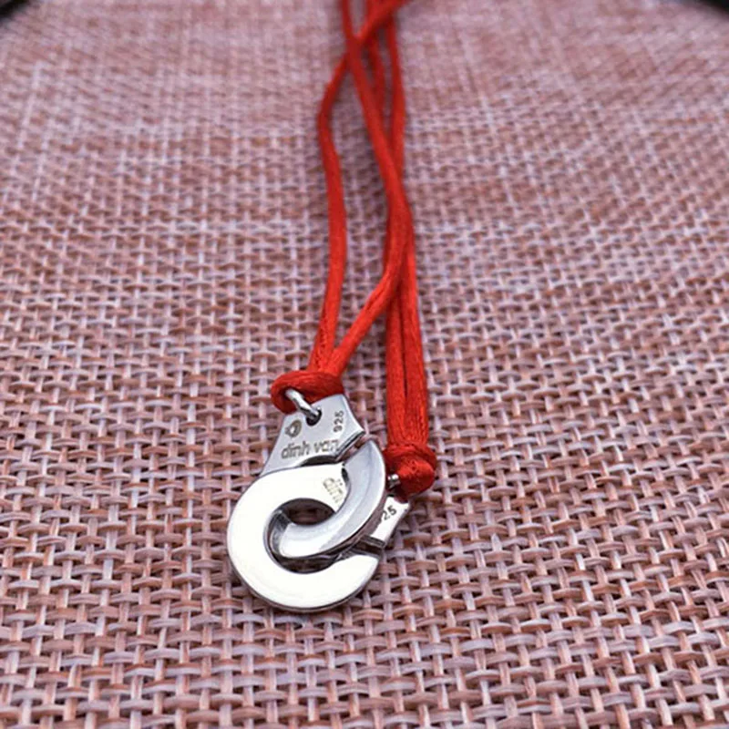 Online Joyería de moda 925 brazalete de plata COLLAR COLGANTE Les Menottes con cuerda ajustable para hombres mujeres Francia Bijoux coltier regalo