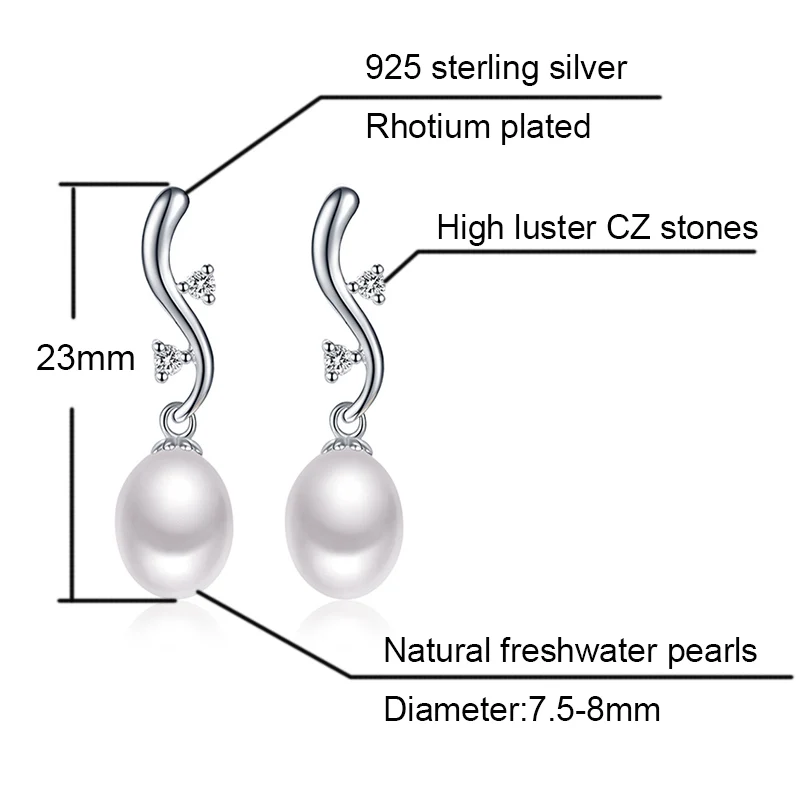 TZ4046P Natural freshwater pearls silver earring stud earring tassel earrings size