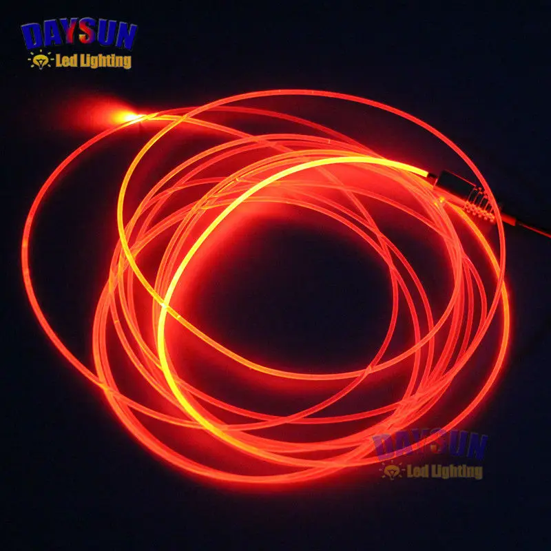 

2017 Hot Car Atmosphere Light 12V Optic Fiber Guiding Light Source + 2 Meters Side Glow Fiber Cable Diamter 2mm Cool Car Light