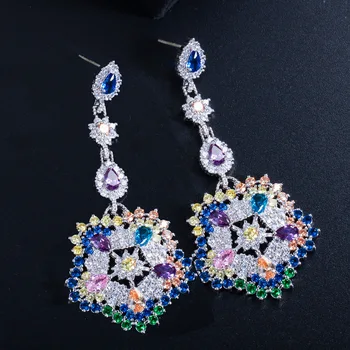 

Women's stud earrings Luxury colorful AAA super Luxury shinning crystals party classic fashion elegant earrings for brides