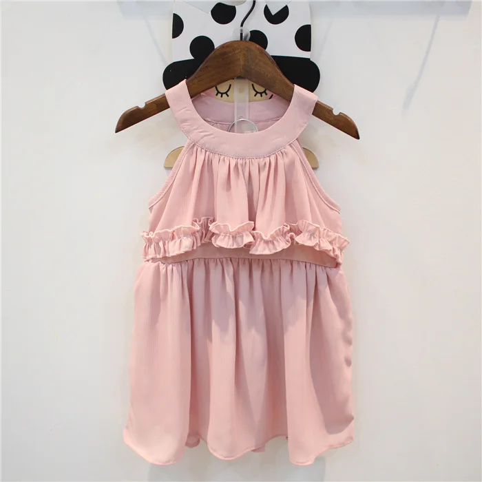 2016 new chiffon baby girl clothes Halter Neck girl dresses Strapless ...