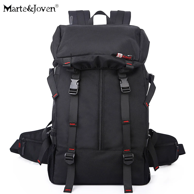 

[Marte&Joven] 2017 Design Multi-function Black Trekking Backpack Travel Bags for Men Large Capacity Carry On Travel Rucksack