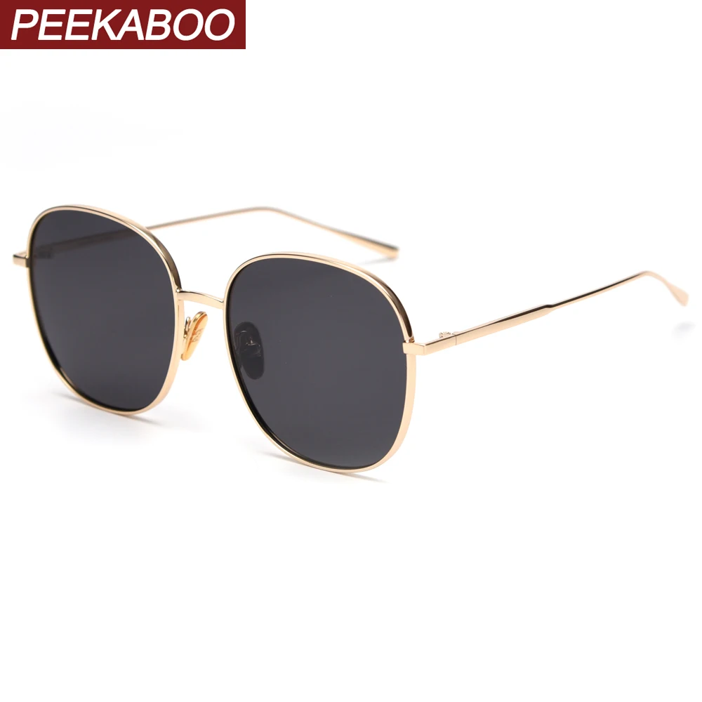 

Peekaboo gold big square sunglasses men polarized metal frame polarized sun glasses for women 2019 summer driving unisex