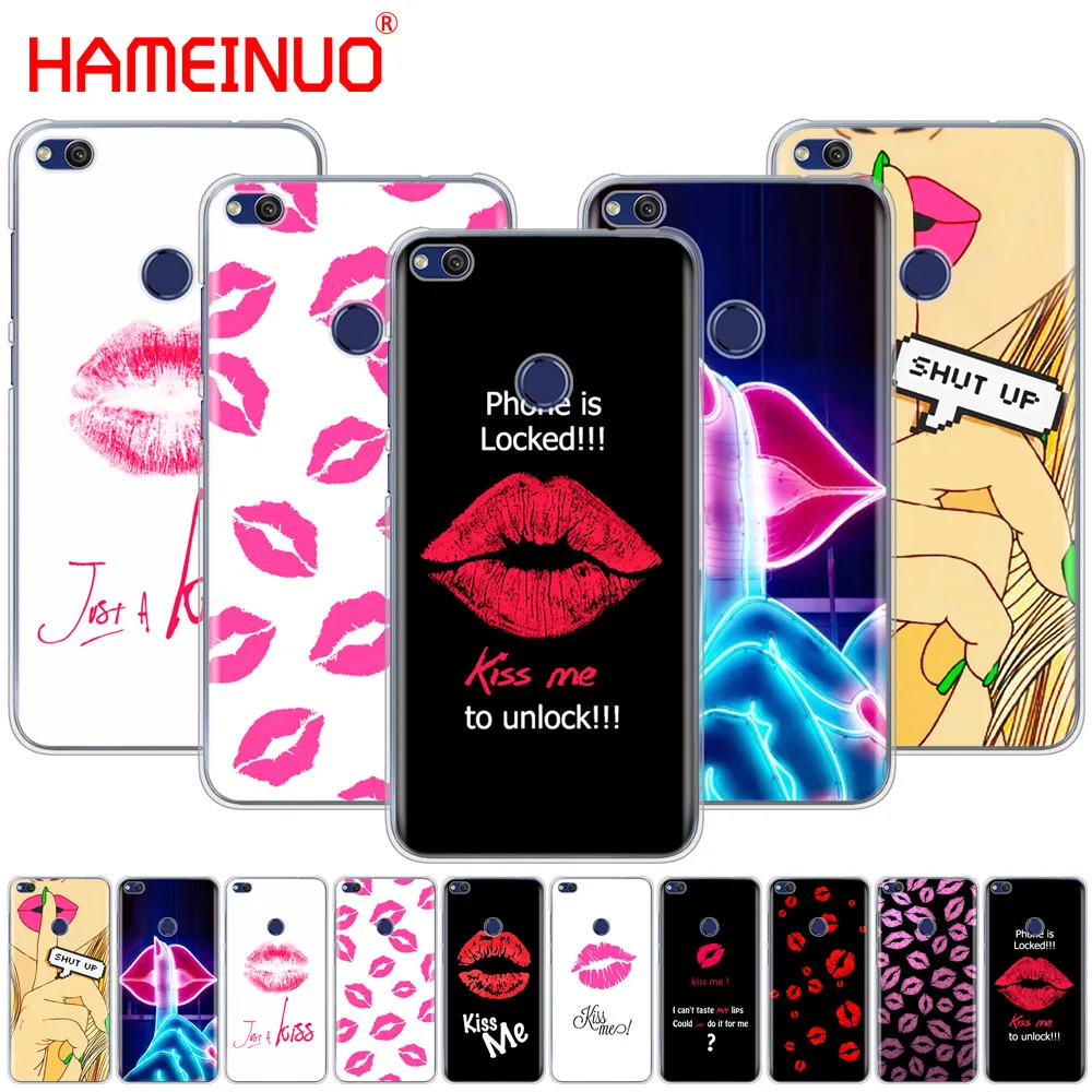 HAMEINUO Kiss me Lips Lipstick Rouge Cover phone Case for huawei Ascend P7 P8 P9 P10 P20 lite plus pro G9 G8 G7 2017 | Мобильные