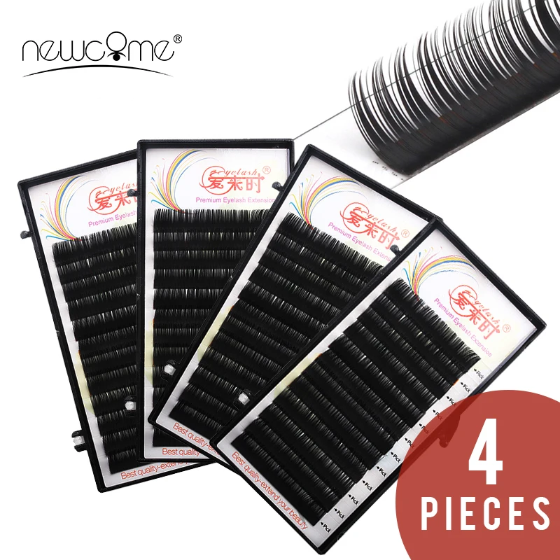 

NEWCOME 4 trays Eyelash Extension Individual 3D Russian Eye Lashes Natural Cilia Eyelashes Korea Silk Volume Eyelashes Extension