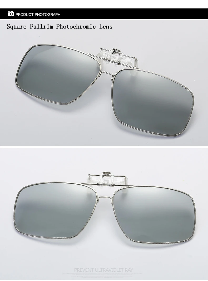 Интеллектуальные фотохромные поляризованные солнцезащитные очки пилота с клипсой для вождения с линзами ночного видения без оправы/Fullrim для мужчин и женщин L3