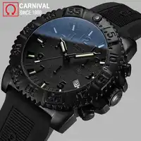 Carnival Tritium นาฬิกาผู้ชาย Sport Diver Chronograph Mens นาฬิกาแบรนด์หรูนาฬิกาข้อมือควอตซ์ส่องสว่างนาฬิกา montre homme