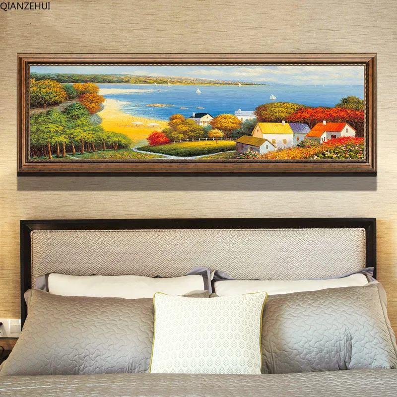 

DIY 5D Diamond Embroidery,Round Diamond village scenery by the sea Full rhinestone Diamond painting cross stitch,needlework
