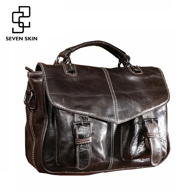 

High Quality Women Fashion Design Original Messenger Bag Men Genuine Leather Handbag Female Vintage Shoulder Travel Flap Tote