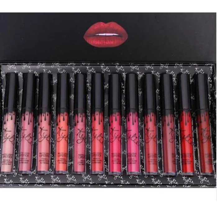 

12 PCS / Colors Portable Matte Lipsticks Kit Moisturizing Lip Rouge Women Cosmetics Lip Make Up Gift Set