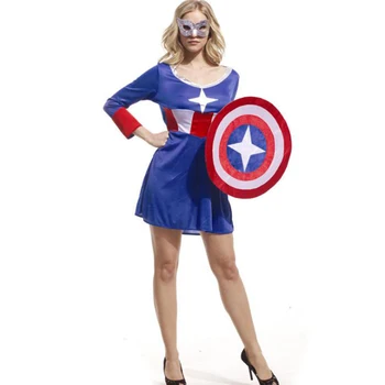 

Woman Costume Girl Female Style Captain America Costume for Halloween or Party Cosplay Supergirls for Height 155-170cm Dress