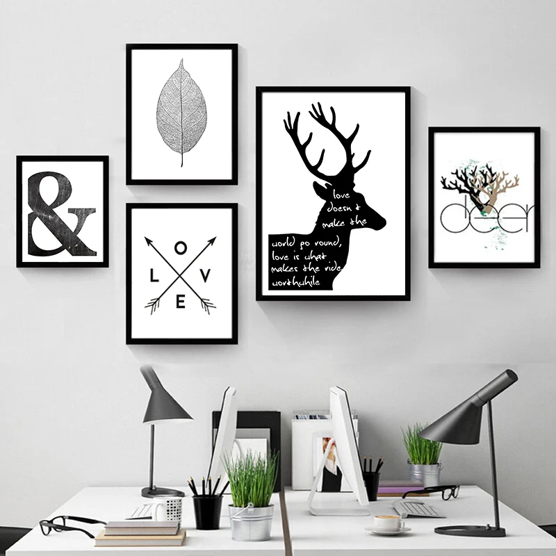 Скандинавские абстрактные картины на холсте скандинавский олень символ любви настенные художественные картины плакат печать галерея для гостиной домашний декор
