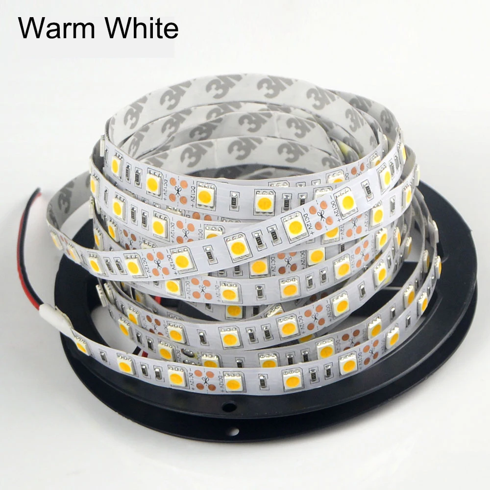 Гибкая СВЕТОДИОДНАЯ лента SMD 5050 5 м 12 В 60 светодиодов/м ip20 не водонепроницаемая