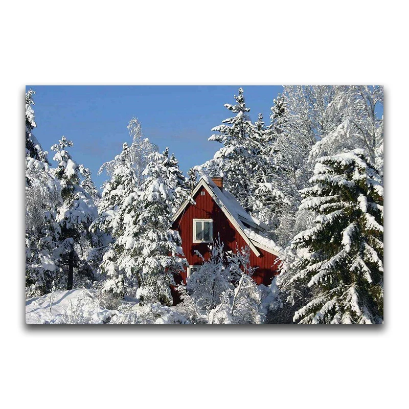 Full Square Diamond mosaic landscape Full Round Diamond embroidery Cross stitch snow 5D DIY Diamond painting house
