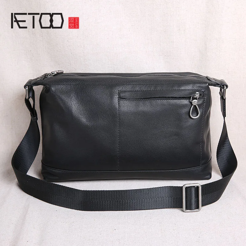 

BJYL Shoulder bag men's leather Messenger bag casual top layer leather men's bag new wave soft leather cross section men's bag