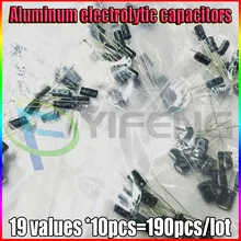 Электролитический упаковка конденсатора набор для приготовления чая 1 мкФ-1000 мкФ 6,3 с v-образным вырезом с алюминиевой крышкой, 50В 190 шт(19 видов каждый 10 шт