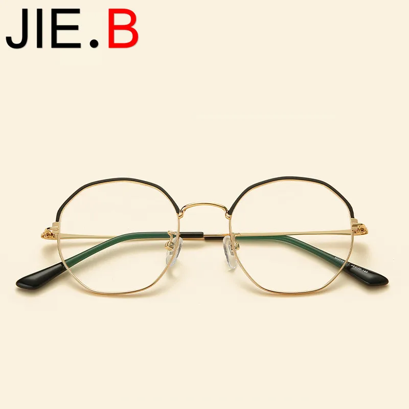 

New polygon retro metal frame titanium alloy myopia frame mirror