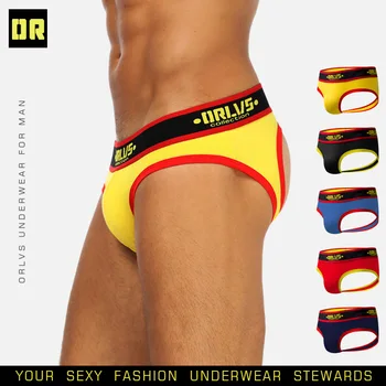 

ORLVS sexy men underwear jockstrap briefs cueca male panties g string and thongs gay men underwear jocks mesh breathable cotton