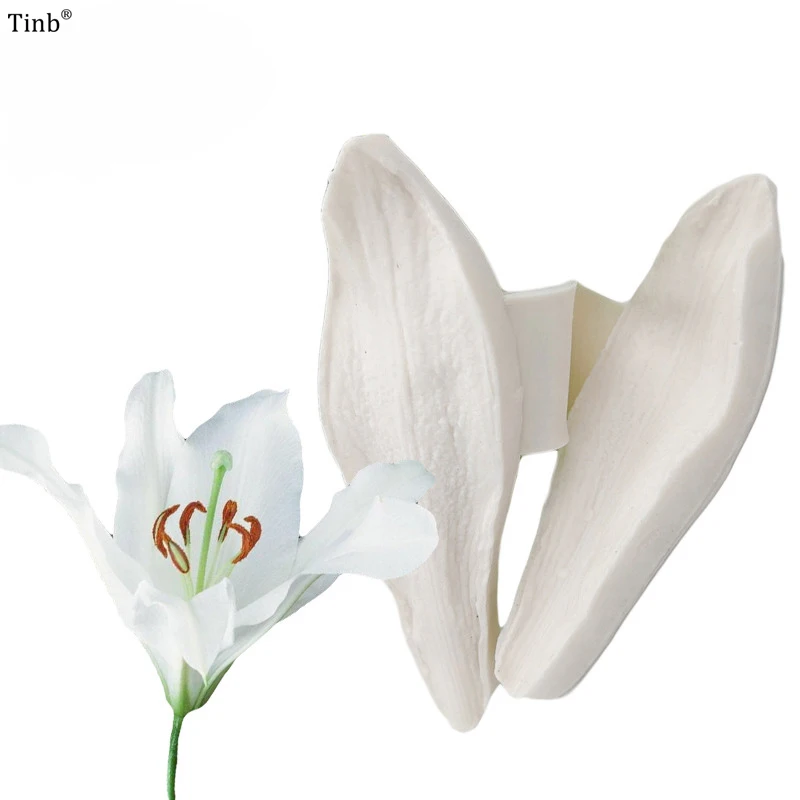 

New 3D Lily Flower silicone mold fondant mold cake decorating tool baking polymer clay craft Fimo Clay Candy cake mould moule