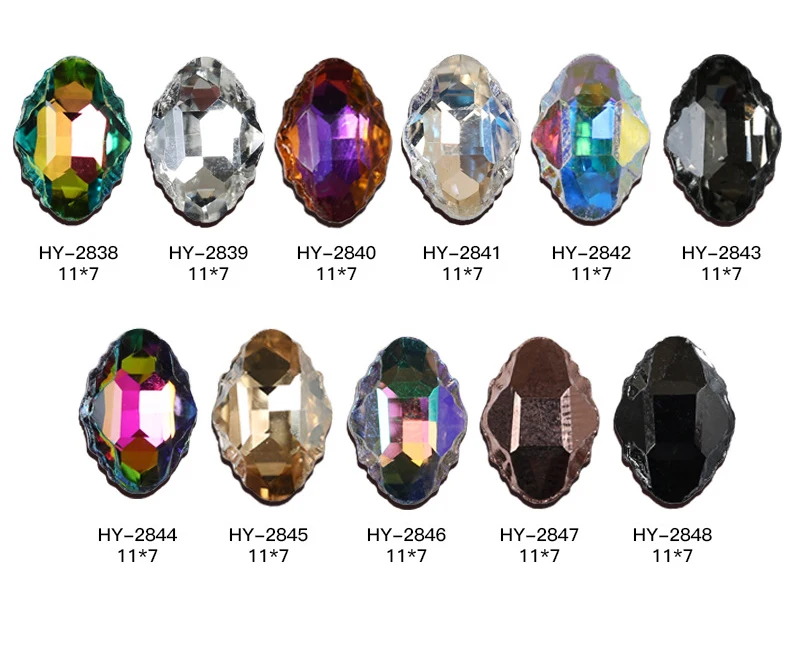 New 10pcs Crystal Rainbow Transparent Clear Nail Rhinestone DIY Glitter 3D Different shapes Sharp bottom K9 Art Decorations | Красота и