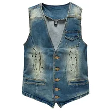 VXO nueva primavera otoño hombres vintage chalecos vaqueros militares sin mangas chaquetas de mezclilla chaleco masculino Casual Camo chalecos Homme