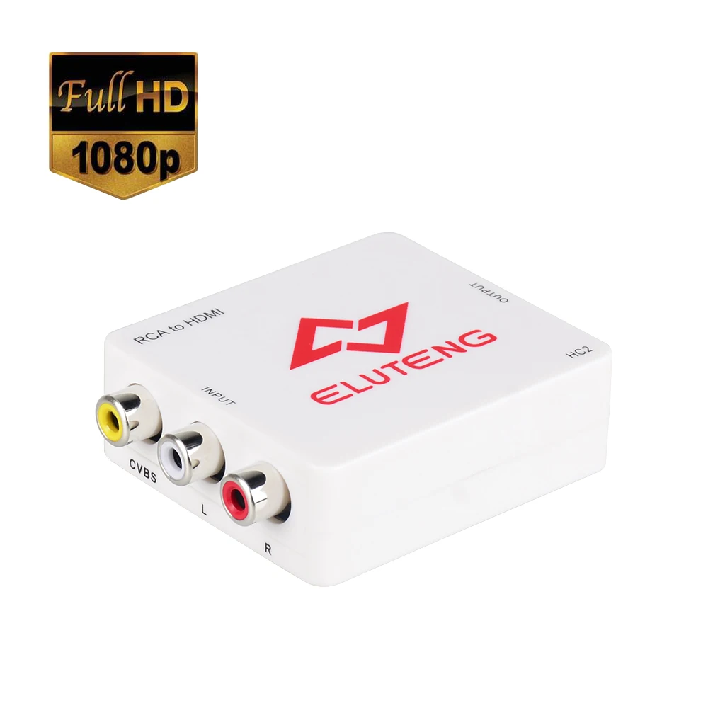ELUTENG AV to HDMI Converter 3 RCA CVBS Composite Audio Video Adapter Upscaler 1080P Support HDCP PAL NTSC for Wii TV PS4 etc |