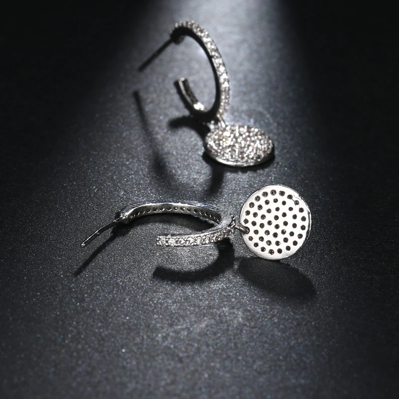 EMMAYA круглая монета классический дизайн микро-проложенный AAA фианит кристалл свадебные серьги гвоздики для женщин подарок