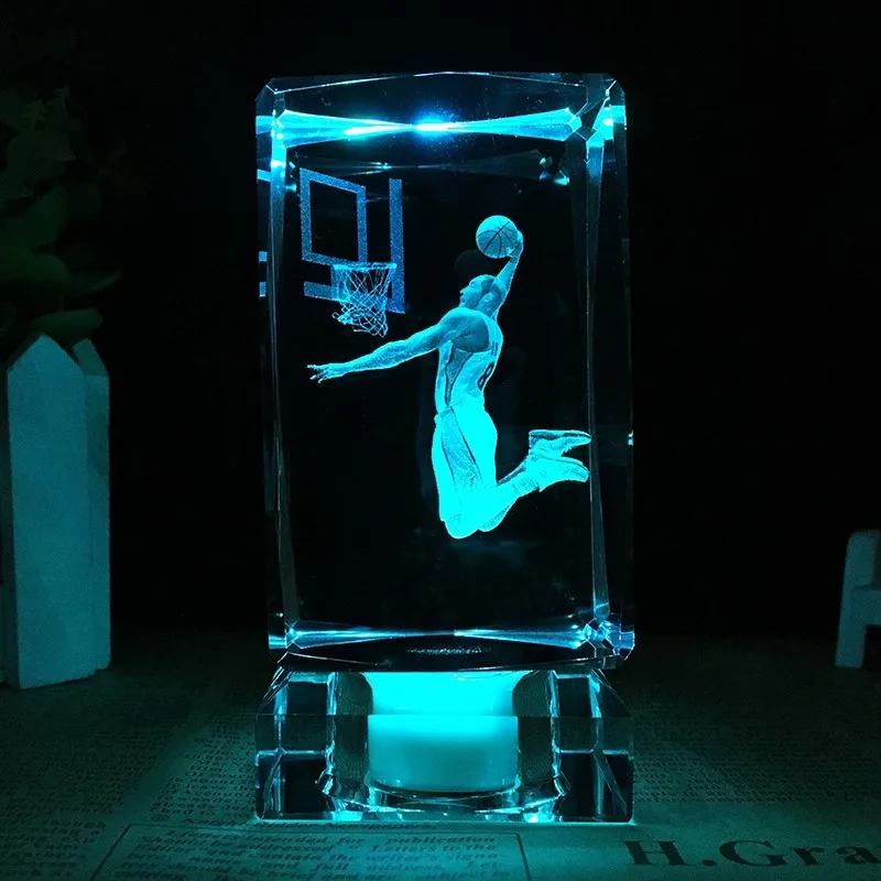 

K9 Crystal Cube Figurine basketball star Kobe Bean Bryant model crystal ornaments fans gift 3D Laser Engraved Crafts