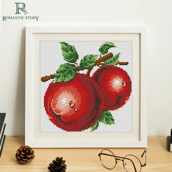 

Embroidery,Paintings,Needlework,Cross stitch kits,fruit apple,DIY Cross-stitch,thread embroidery,Romantic Story 2054