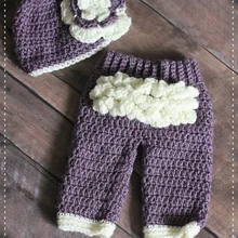 Шапки-бини для новорожденных; вязаная шапка с цветком для маленьких девочек; комплект штанов для ребёнка. Реквизит для фотосъемки новорожденных крючком хлопок