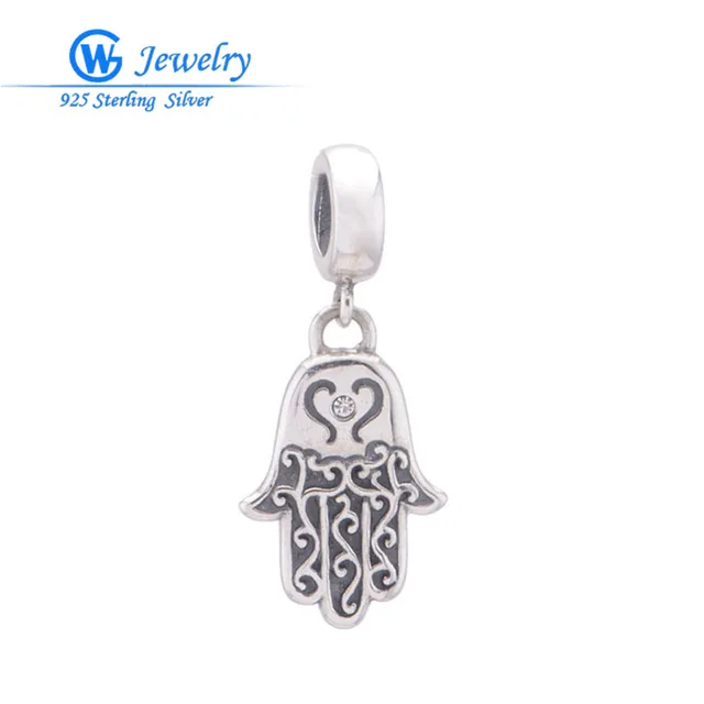Classic Religious Pendants Charm Sterling 925 Silver Hamsa Hand Charms