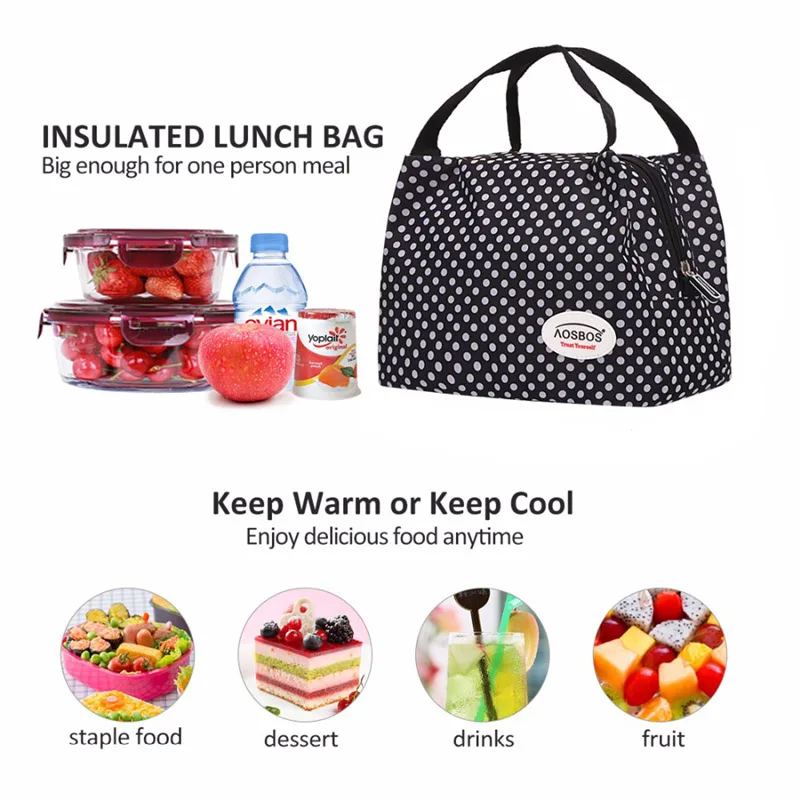 Aosbos Women Lunch Bags Thermal Woman Box Lunchbox Fashion Picnic Storage Container Boxes Cooler Food Carrier Girl Special