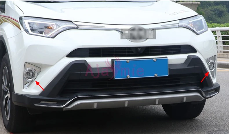 Хром стайлинга автомобилей Передняя внутренняя туман крышка лампы свет отделкой Foglight гарнир наложения Панель для Toyota RAV4 аксессуары
