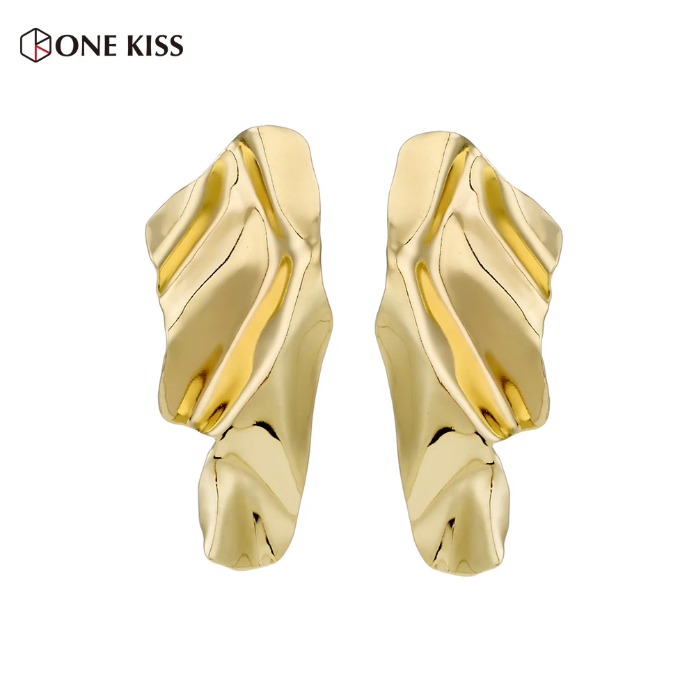 

2019 New Trendy Gold Silver Irregular Geometric Stud Earrings For Women Punk Hyperbole Metal Statemen Earring Party Jewelry