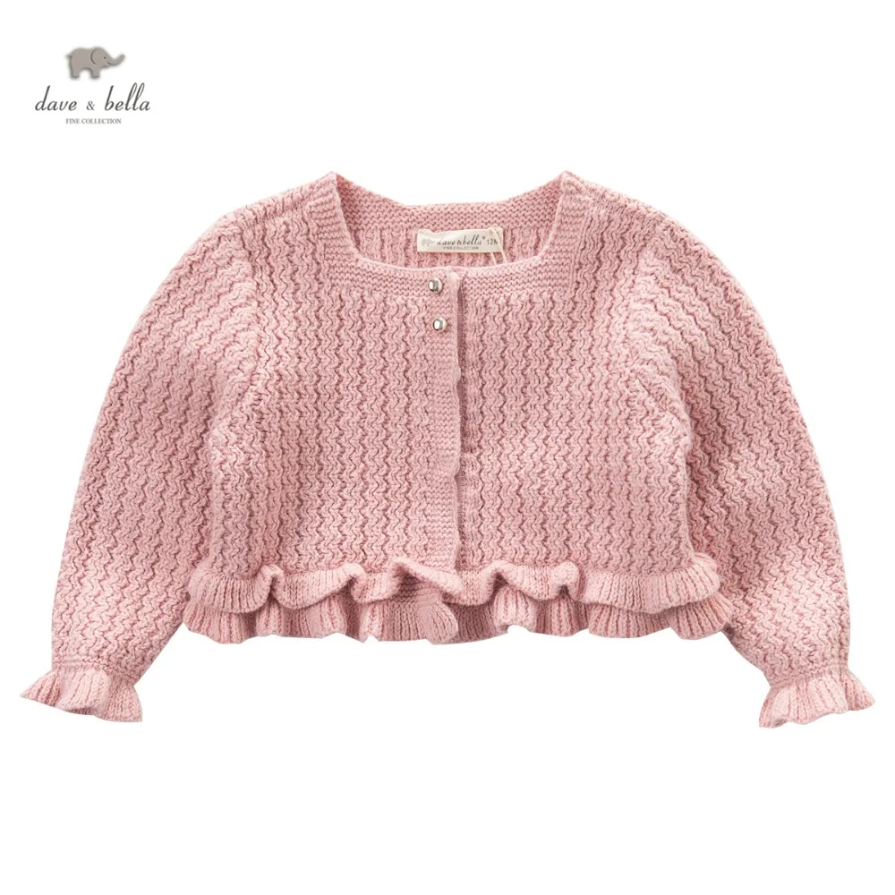 

DB3912 dave bella autumn baby girls dark pink short cardigans with ruffles