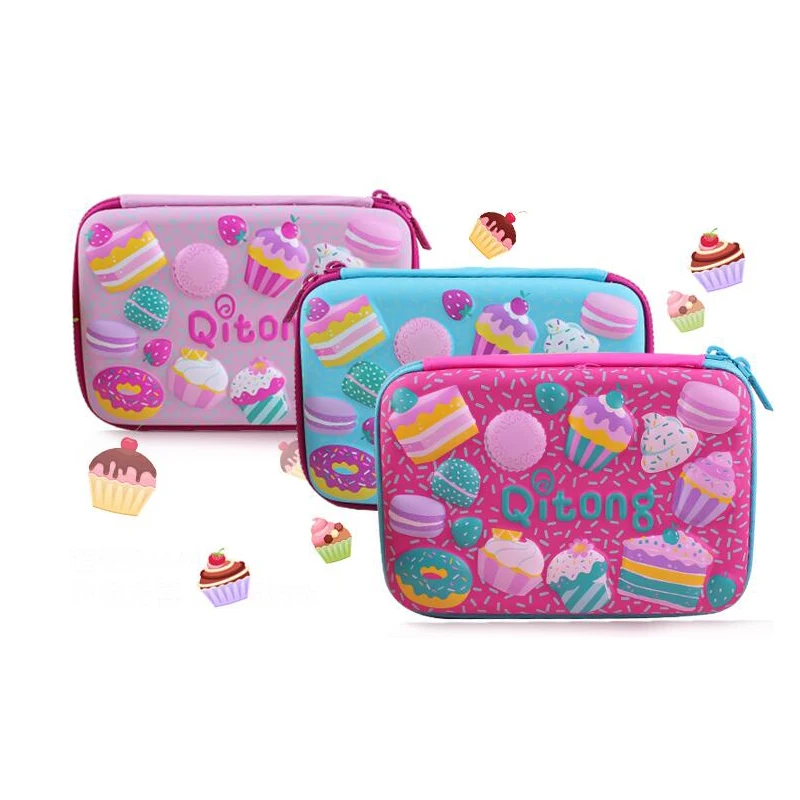 3Colors Large Capacity Pencil Case Cake Pen Pouch Bag For Girls Double Zipper Cute School Pencil