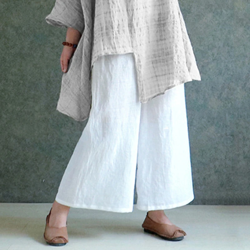 ZANZEA Women Linen Blouse 2019 Summer Autumn Plus Size Tops Long Sleeve Plaid Shirts Oversized Baggy Casual Vintage Blusa 5XL