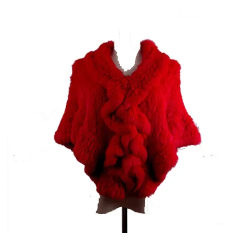 

2019 new fur knitted rabbit fur outerwear batwing sleeve thermal large cape rex rabbit fur cloak