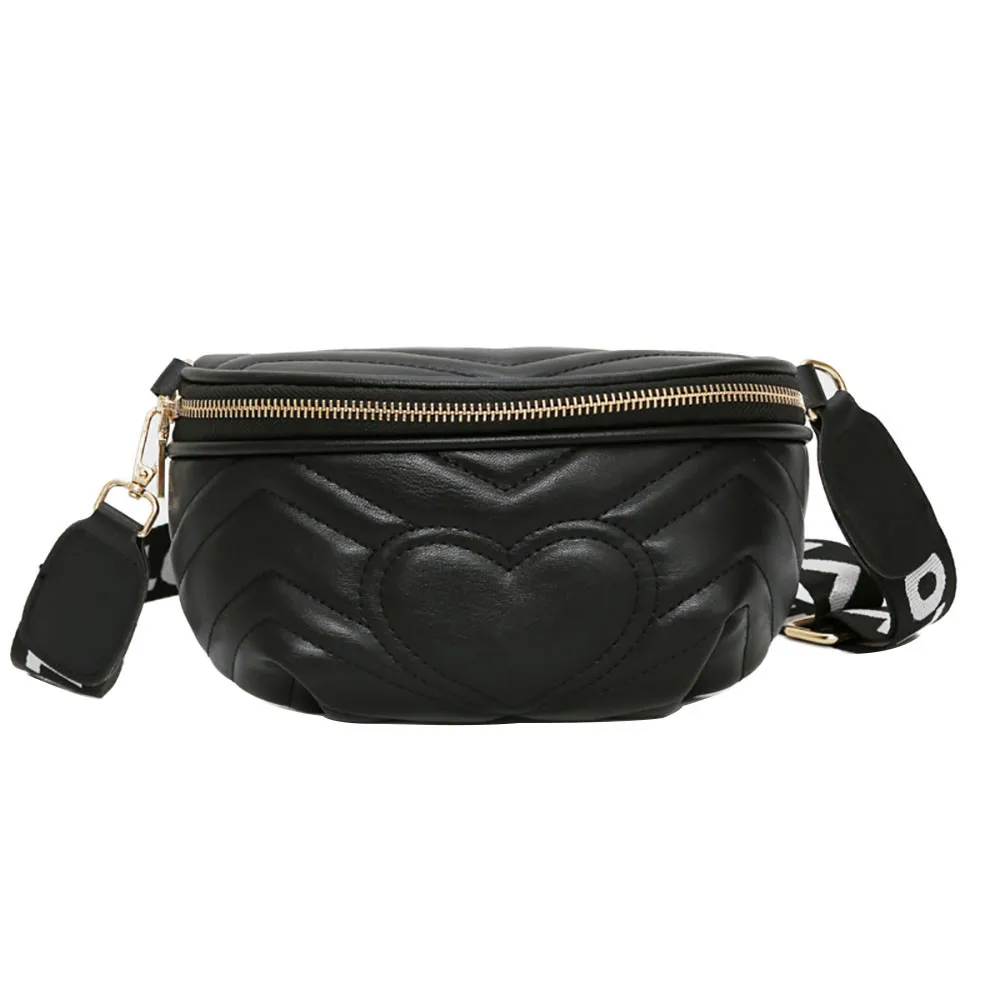 Sleeper#401 Новая модная женская сумка через плечо, Сумка с карманами, сумка на груди, чистый цвет, поясная сумка, горячая Распродажа - Цвет: Черный