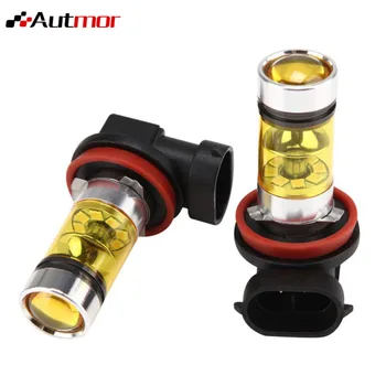 

AUTMOR 2PCS Fog Light 12V 100W 1000LM Gold Light 4300K Automotive Lighting Car Replacement Parts Auto Accessories